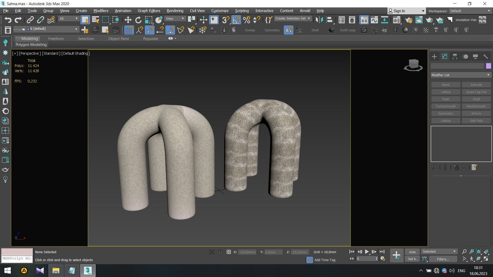Upholstered Stitch Stool Low-poly 3D model_8
