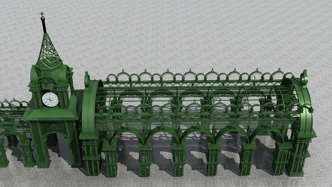 Old Style Corridor 3D model_11