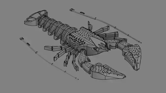 Articulated Crawfish 3D model 3D print model
