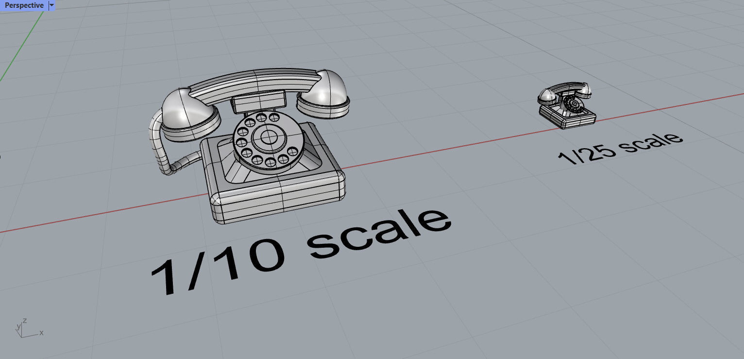 Miniature classic phone for model making 10th and 25th scale 3D print model_3