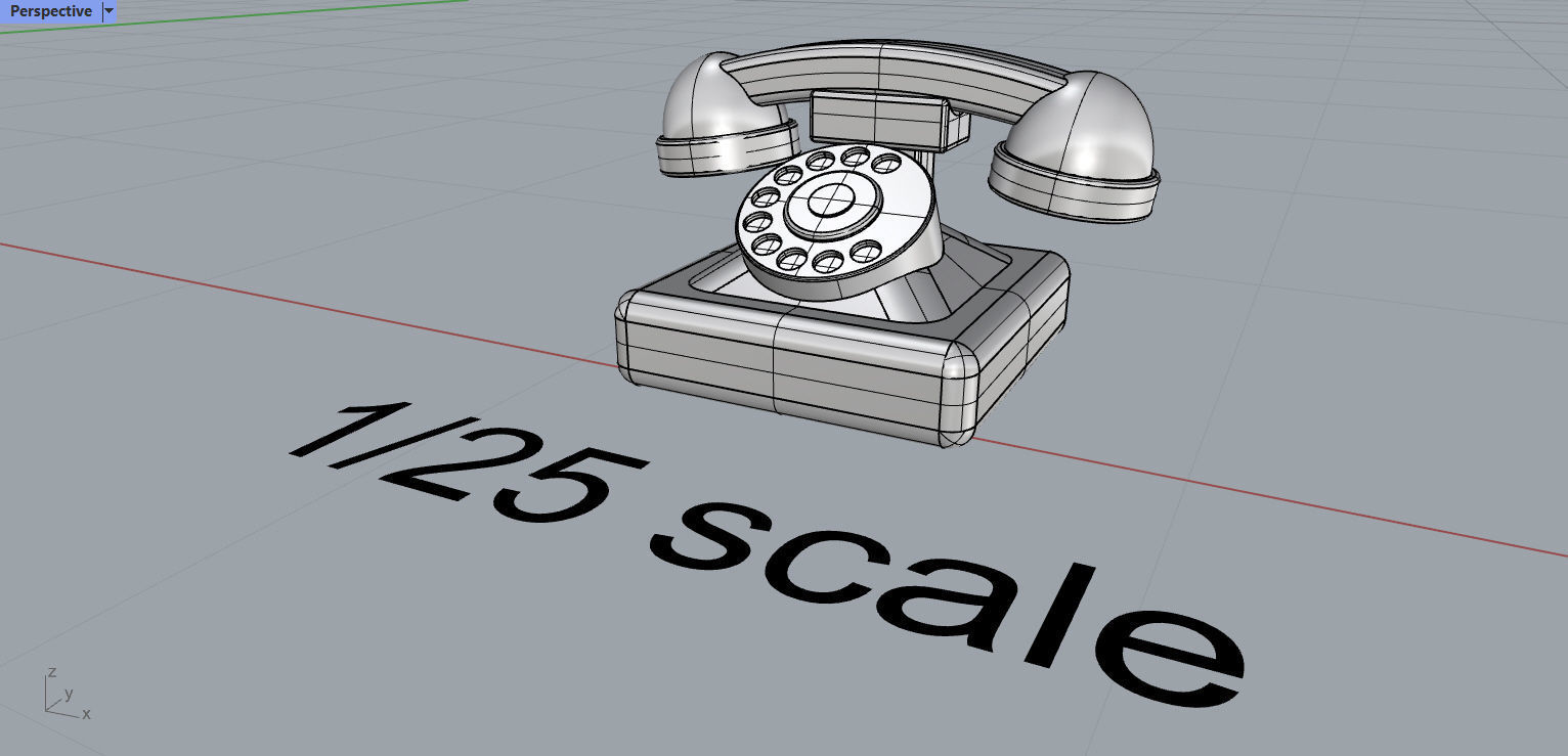 Miniature classic phone for model making 10th and 25th scale 3D print model_4