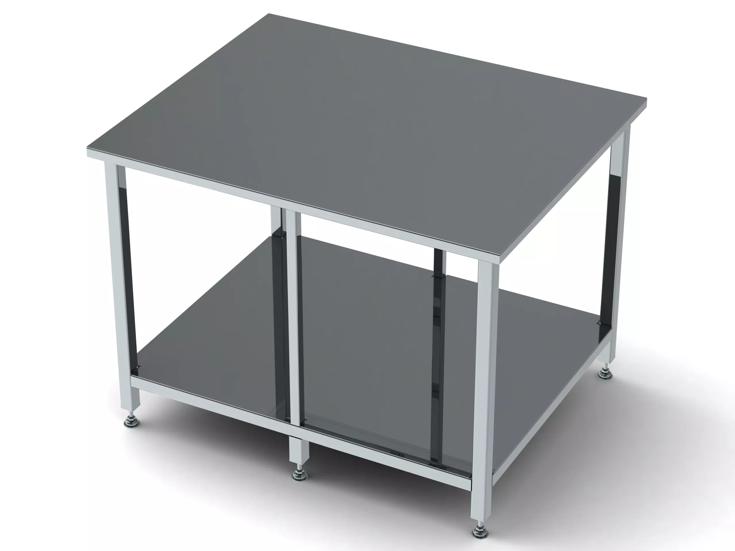 Custom Steel Table With Undershelf 3D model_0