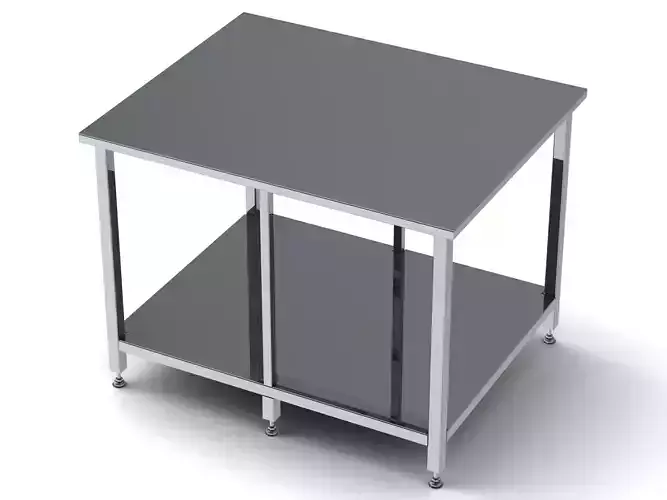 Custom Steel Table With Undershelf 3D model