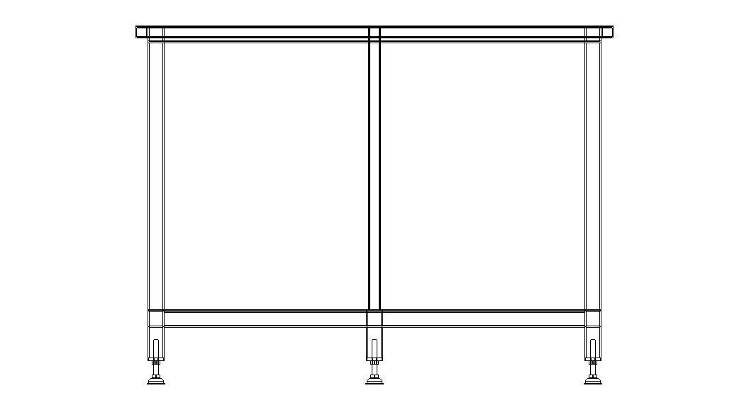 Custom Steel Table With Undershelf 3D model_16