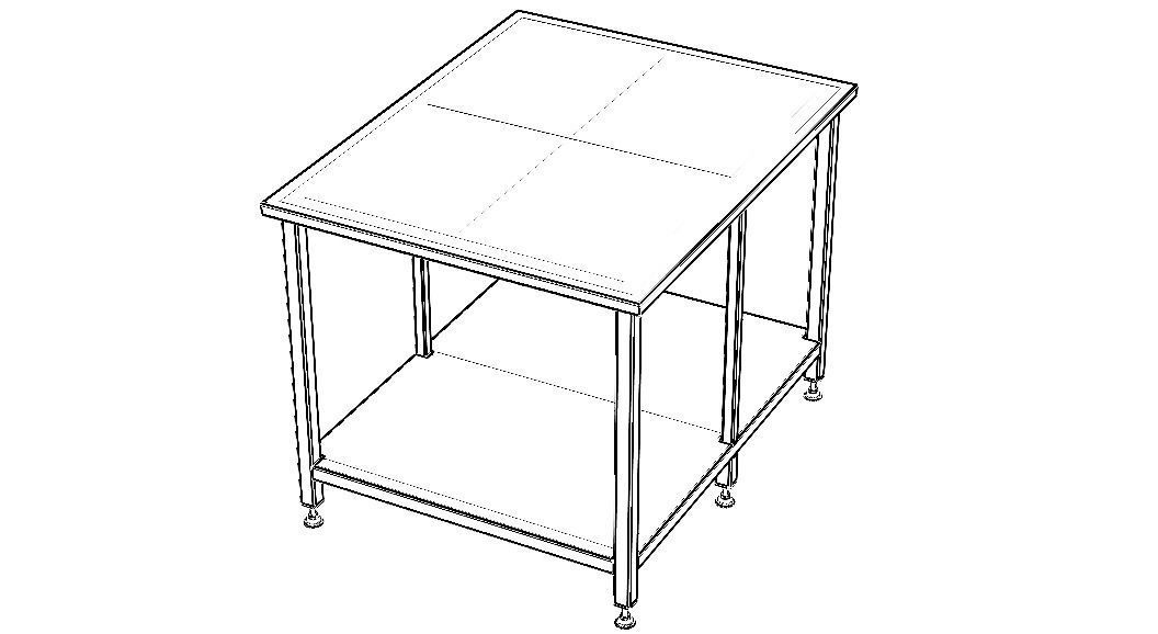 Custom Steel Table With Undershelf 3D model_34