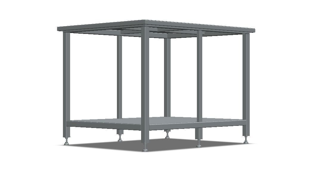 Custom Steel Table With Undershelf 3D model_29
