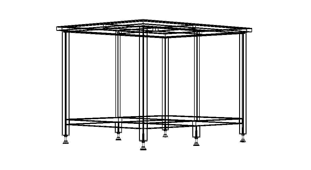 Custom Steel Table With Undershelf 3D model_28