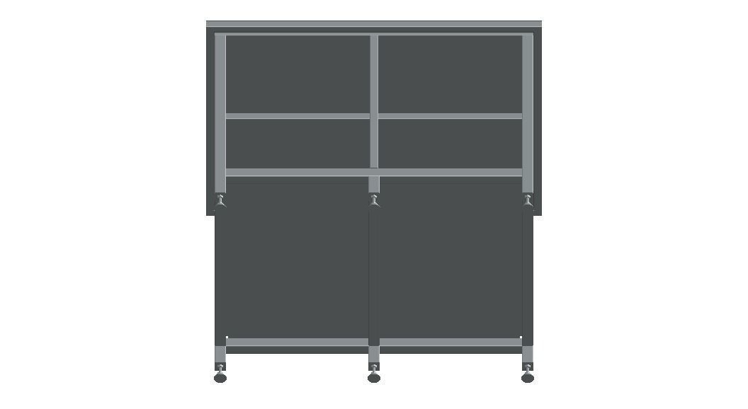 Custom Steel Table With Undershelf 3D model_21