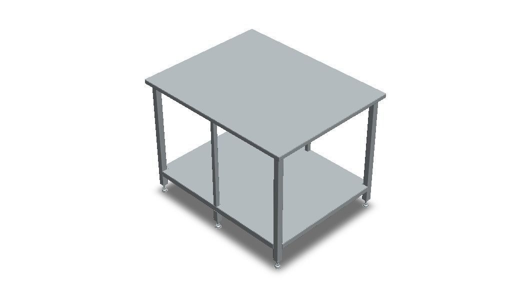 Custom Steel Table With Undershelf 3D model_41