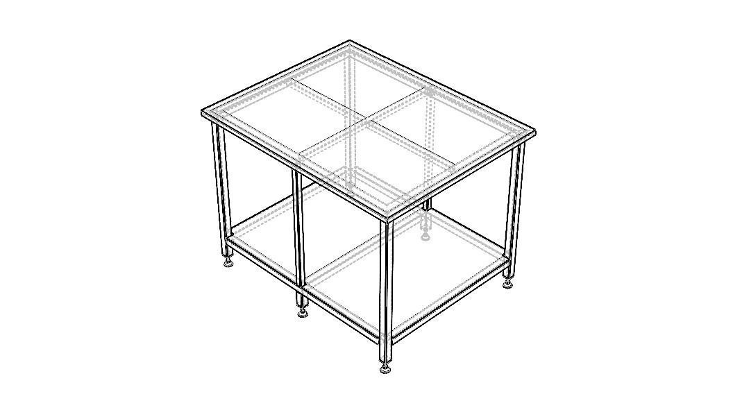 Custom Steel Table With Undershelf 3D model_39