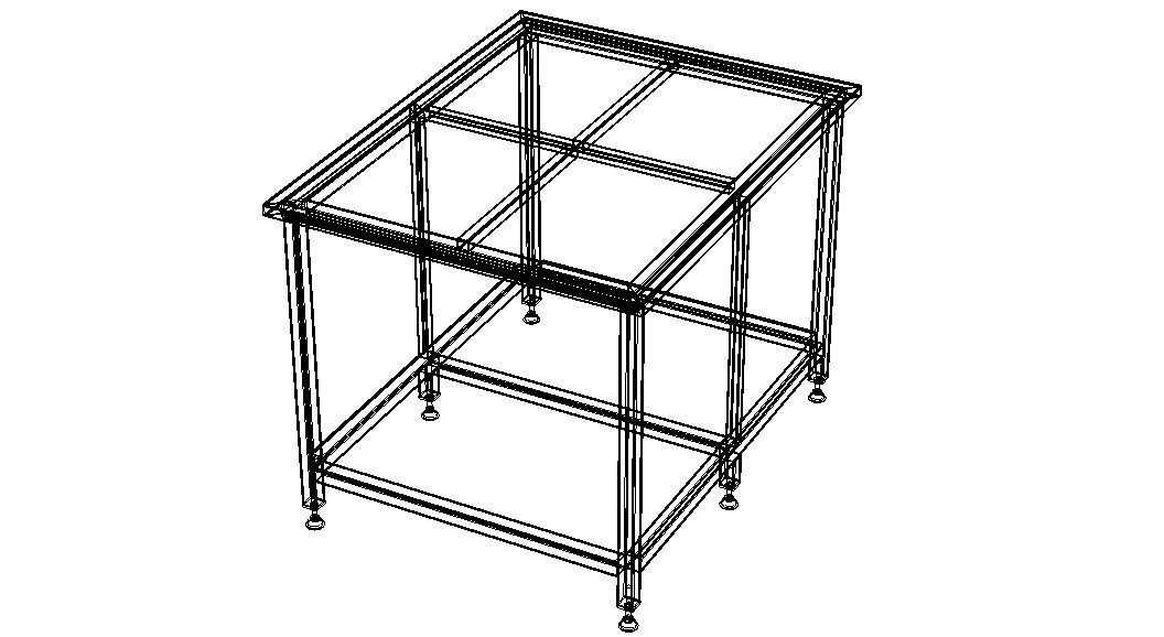 Custom Steel Table With Undershelf 3D model_36