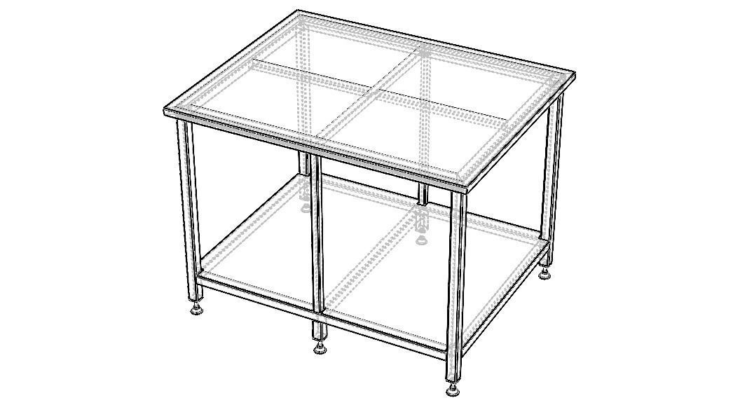 Custom Steel Table With Undershelf 3D model_3