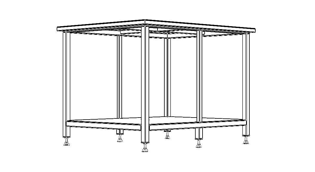 Custom Steel Table With Undershelf 3D model_26