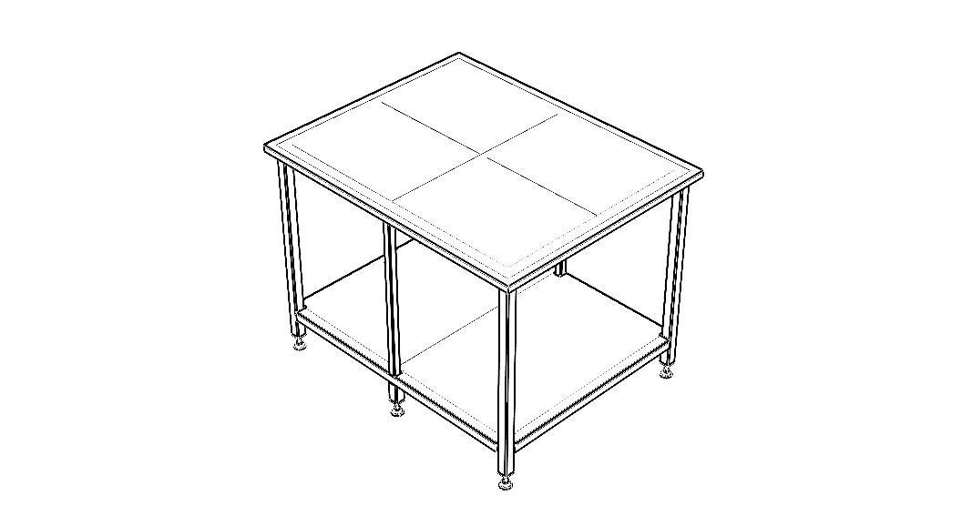 Custom Steel Table With Undershelf 3D model_38