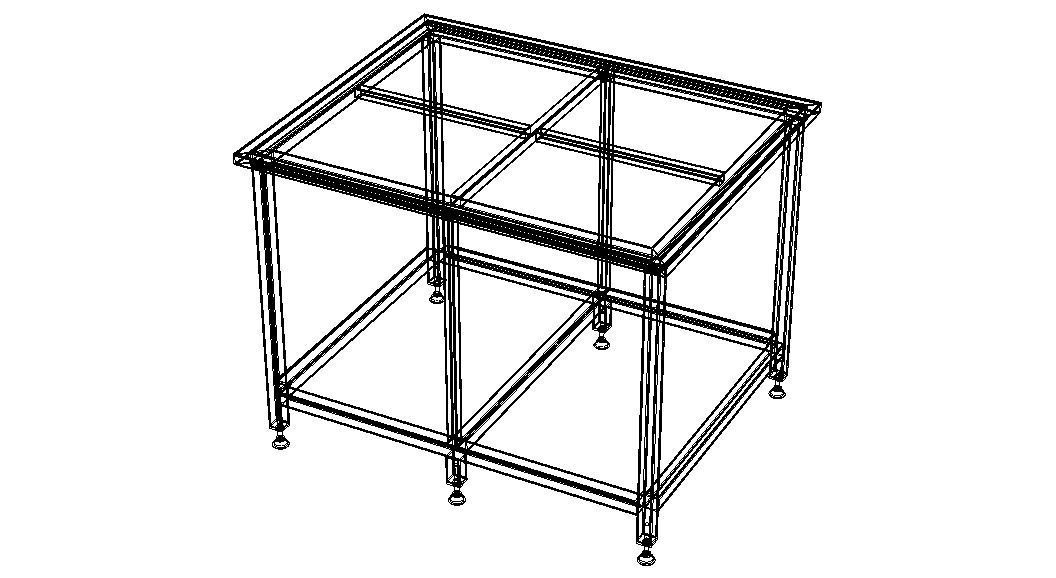 Custom Steel Table With Undershelf 3D model_4