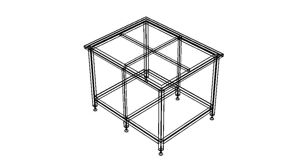 Custom Steel Table With Undershelf 3D model_40