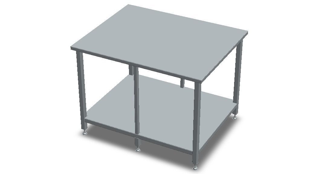 Custom Steel Table With Undershelf 3D model_5