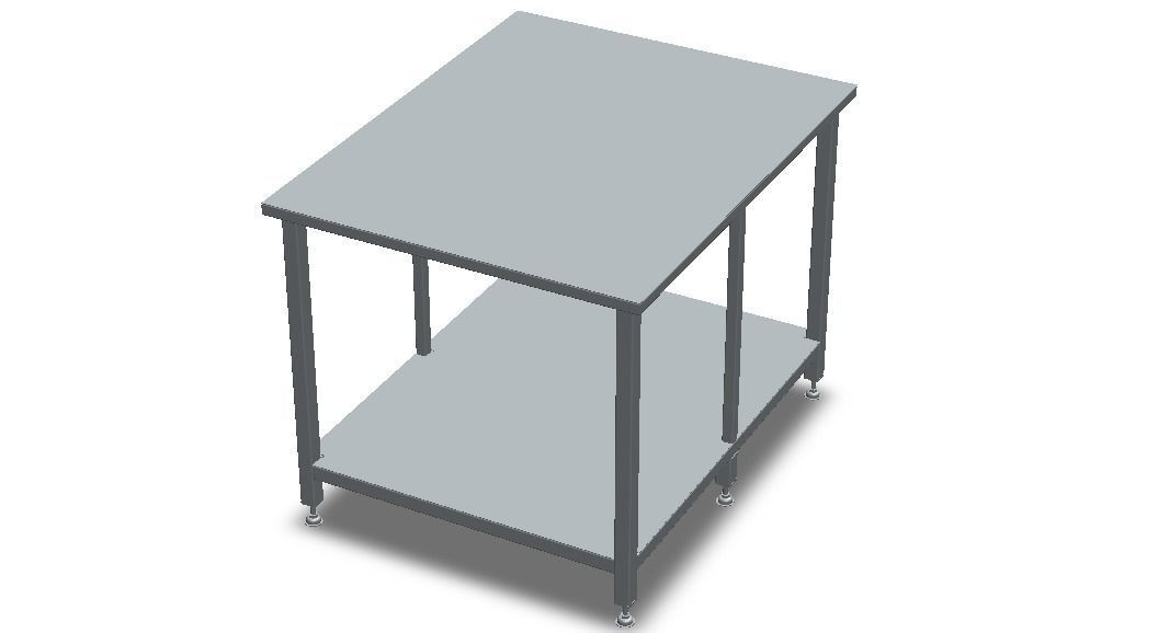 Custom Steel Table With Undershelf 3D model_37
