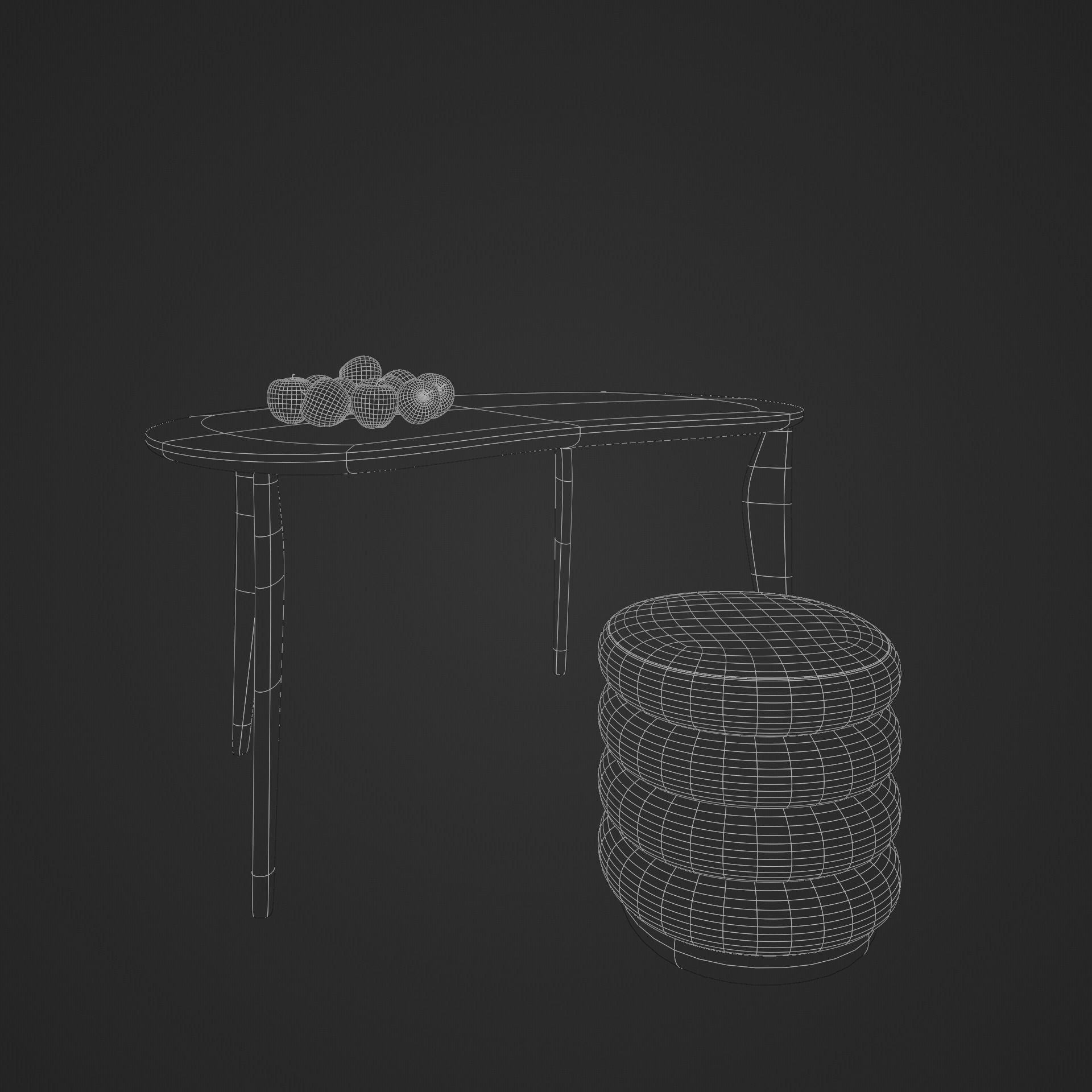 Modern wood table set 2 3D model | CGTrader