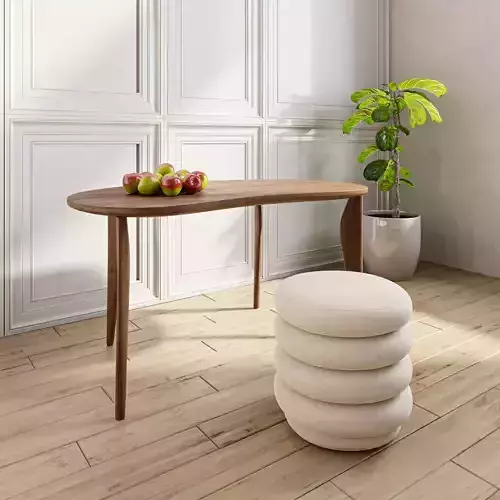 Modern wood table set 2 3D model