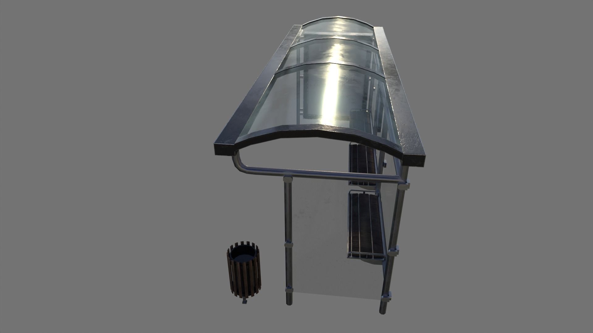 Bus Stop Package Game Ready Low-poly 3D model_13