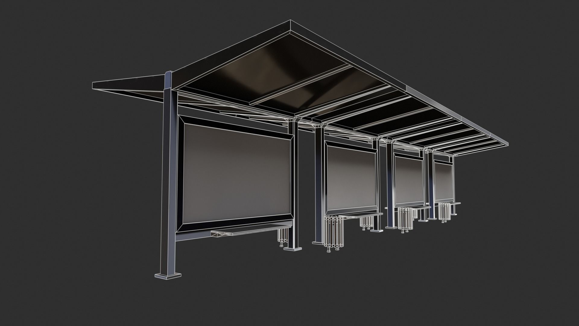 Bus Stop Package Game Ready Low-poly 3D model_18