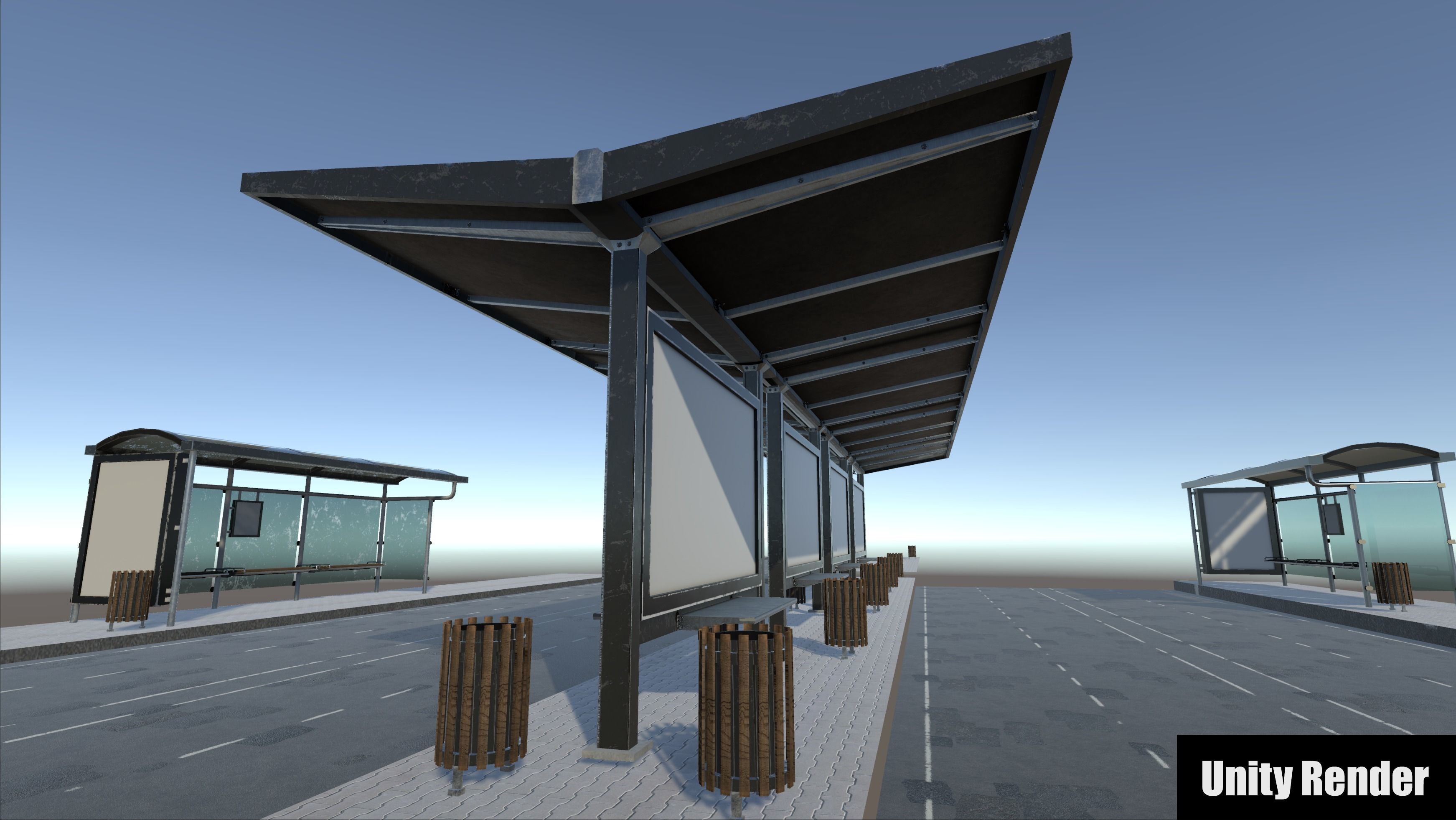 Bus Stop Package Game Ready Low-poly 3D model_22