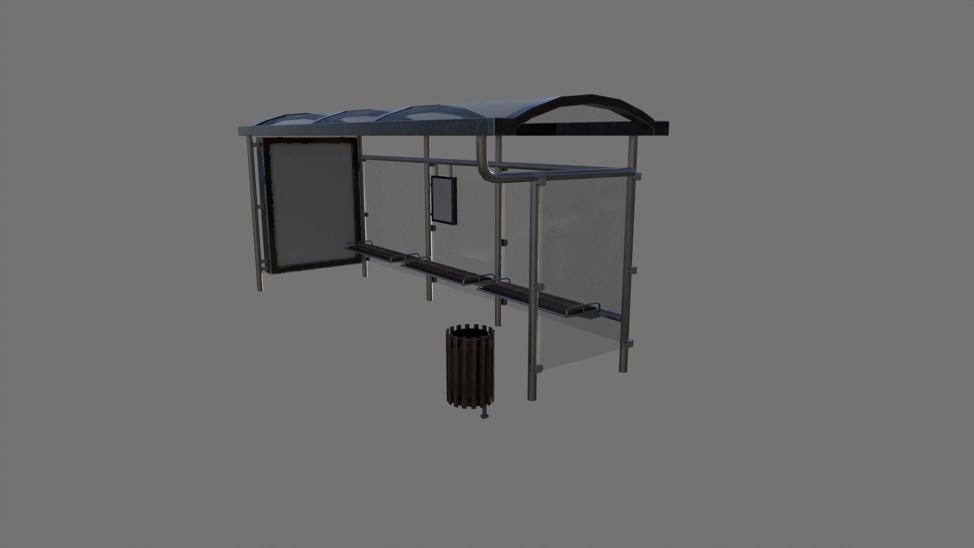 Bus Stop Package Game Ready Low-poly 3D model_15
