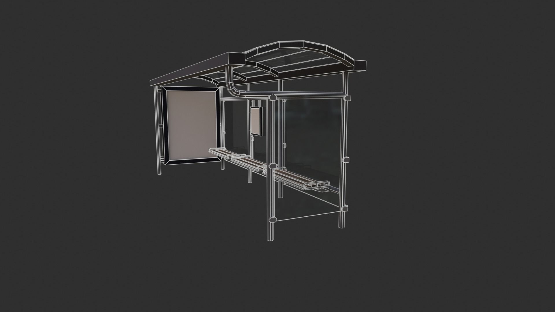 Bus Stop Package Game Ready Low-poly 3D model_17