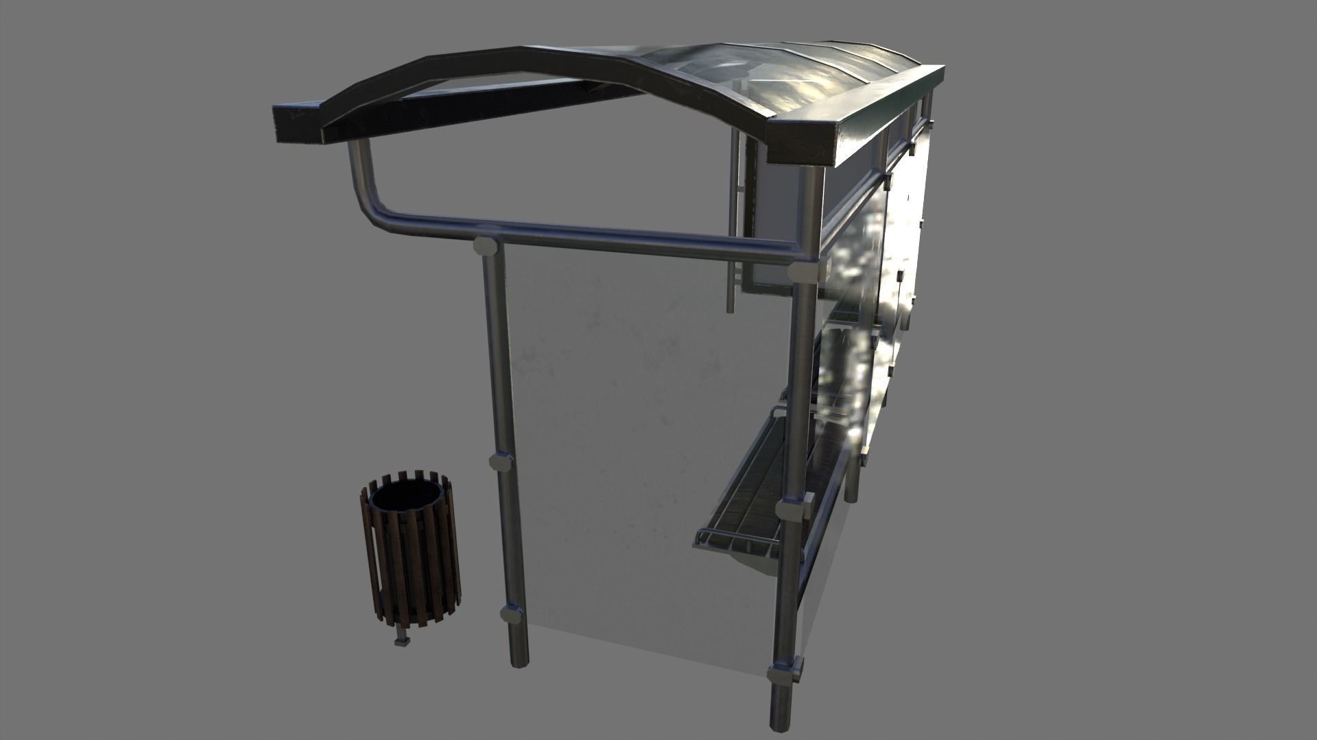 Bus Stop Package Game Ready Low-poly 3D model_7