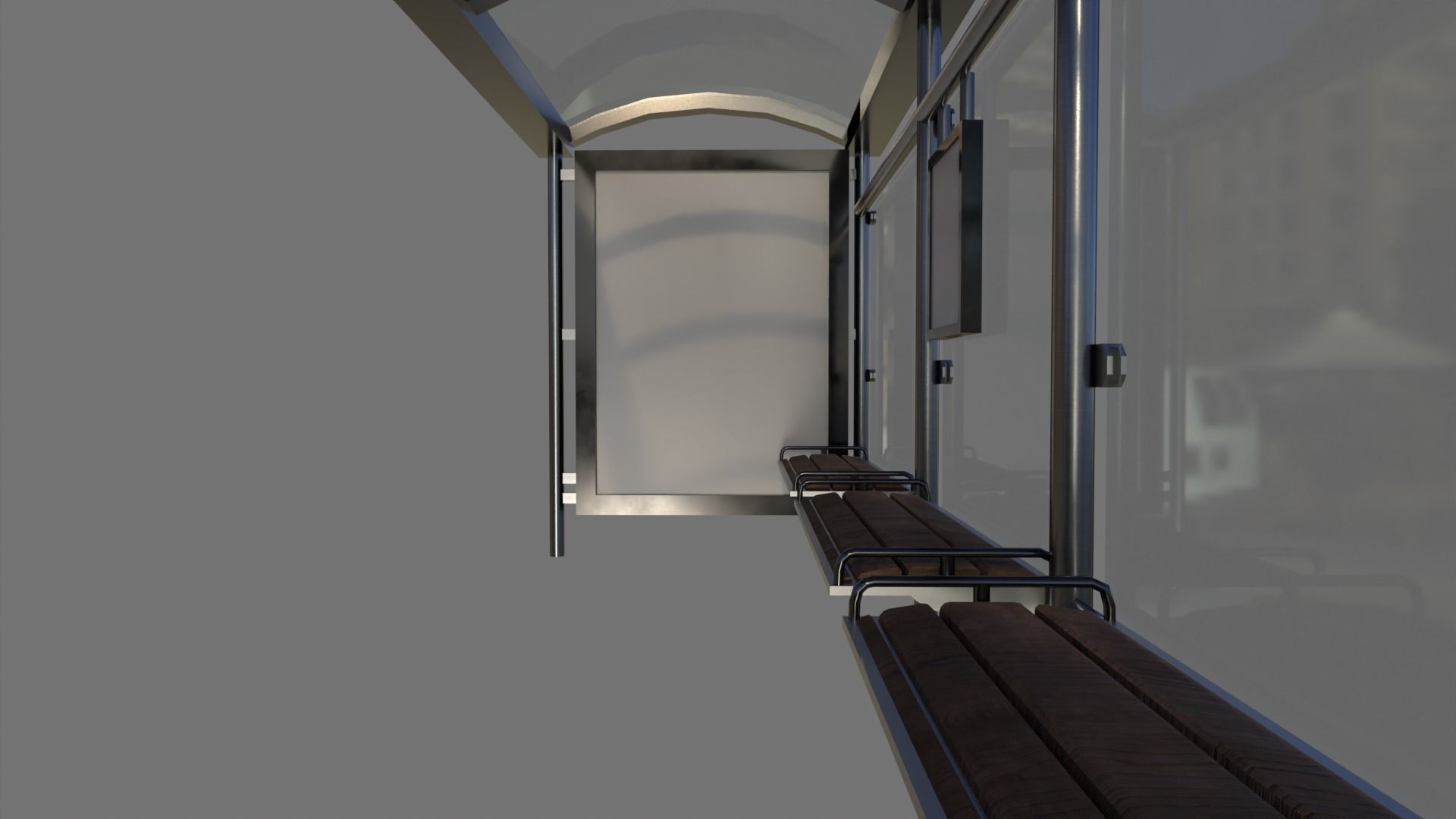 Bus Stop Package Game Ready Low-poly 3D model_4