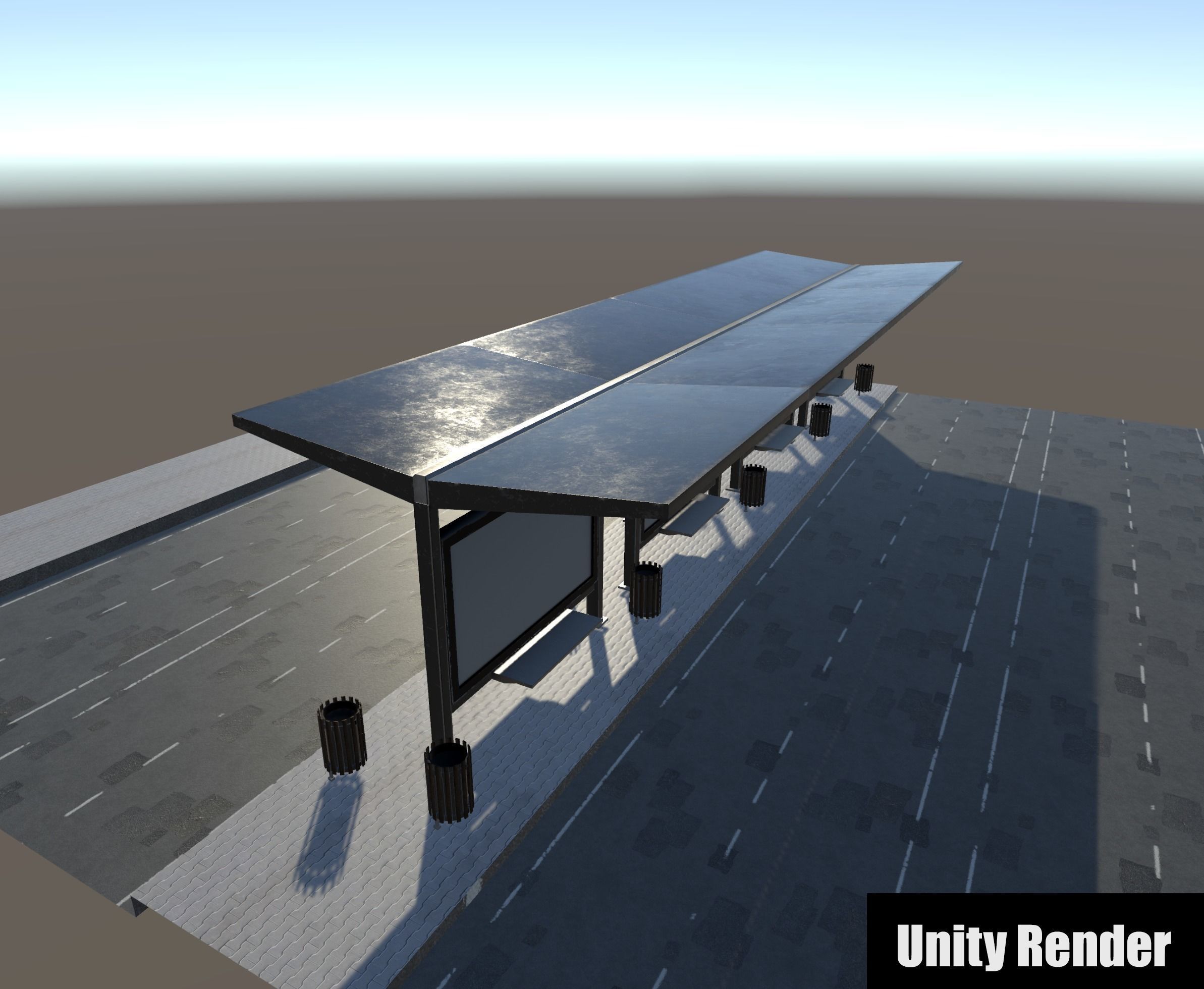 Bus Stop Package Game Ready Low-poly 3D model_21