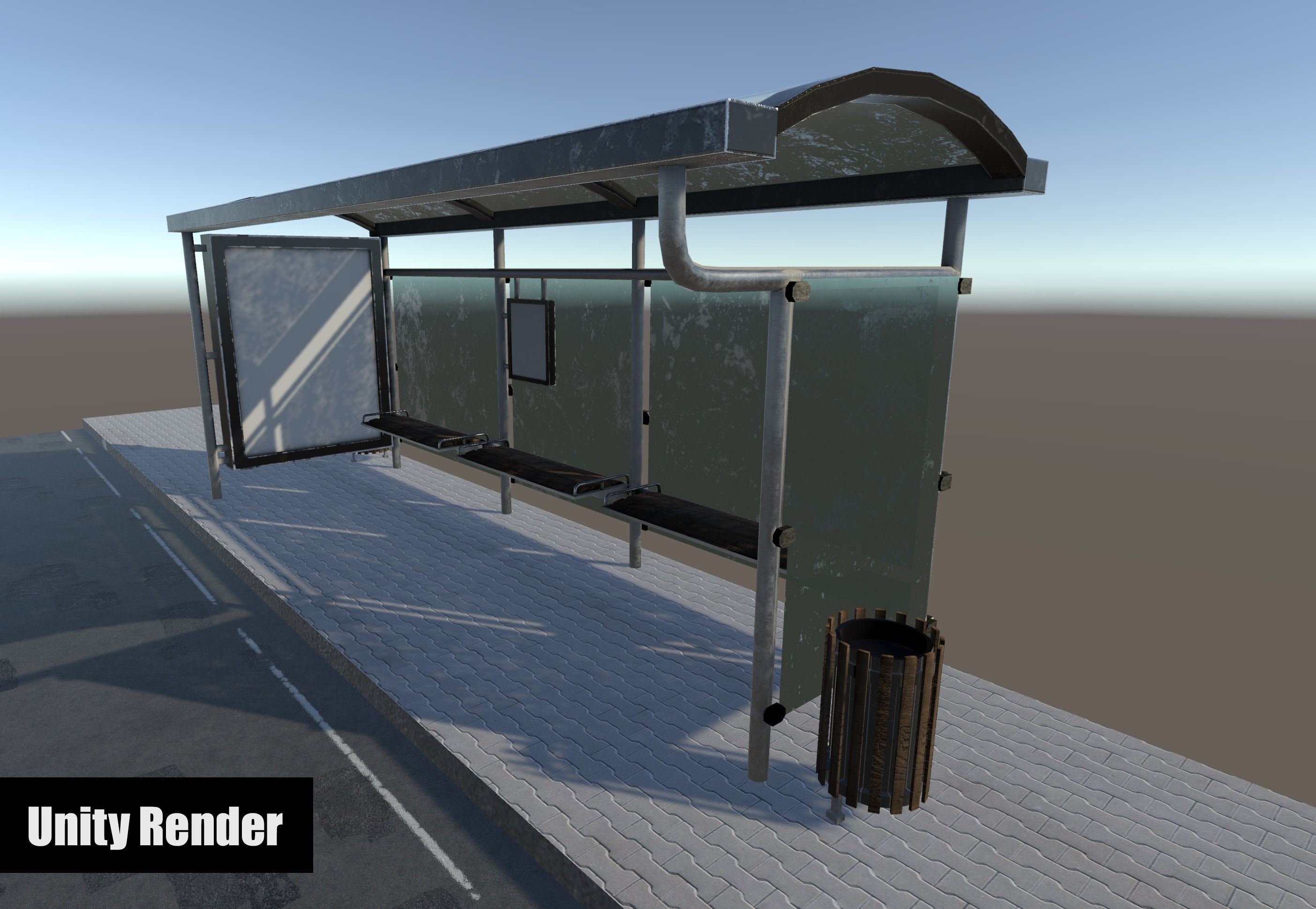 Bus Stop Package Game Ready Low-poly 3D model_20