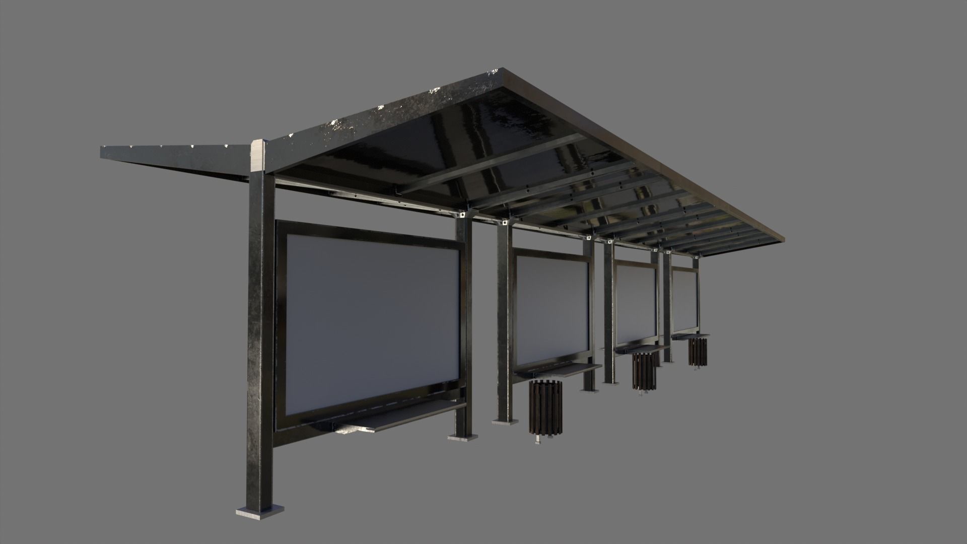 Bus Stop Package Game Ready Low-poly 3D model_10