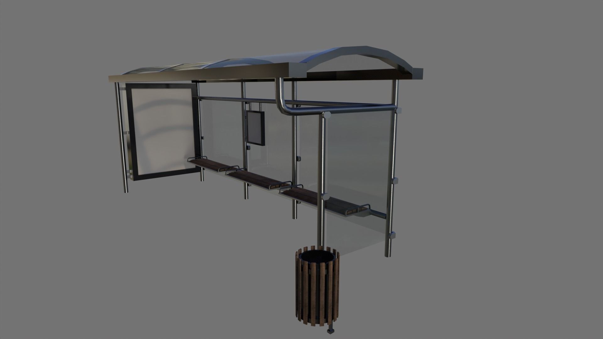Bus Stop Package Game Ready Low-poly 3D model_3