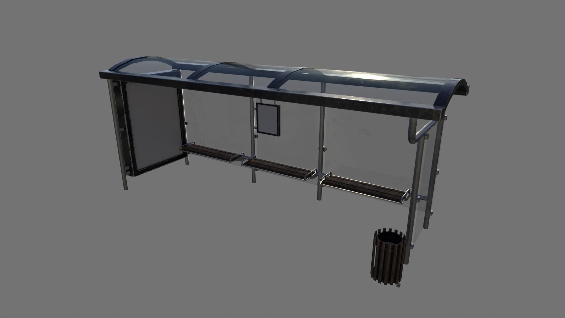 Bus Stop Package Game Ready Low-poly 3D model_16