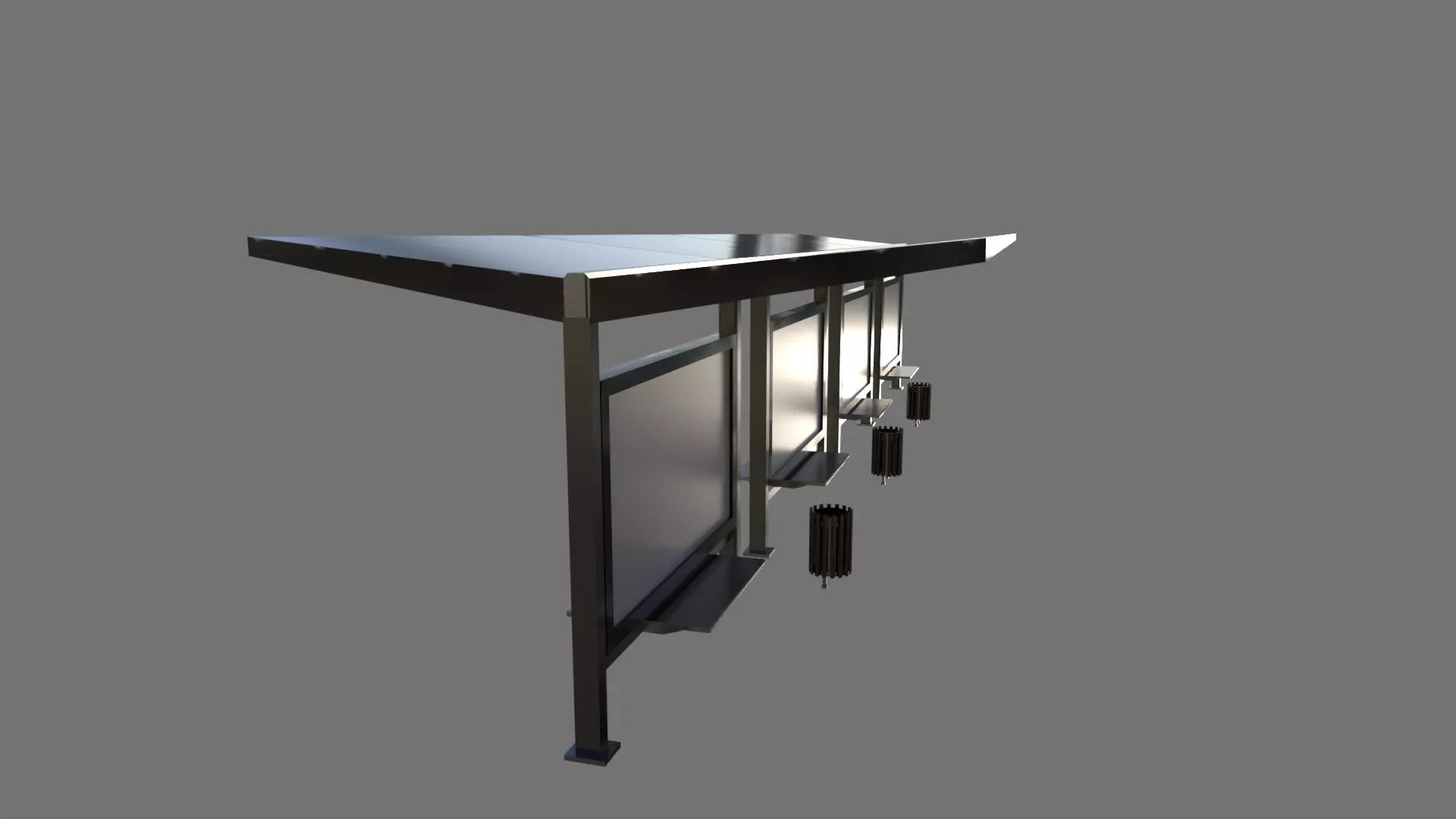 Bus Stop Package Game Ready Low-poly 3D model_0