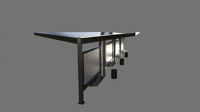 Bus Stop Package Game Ready Low-poly 3D model