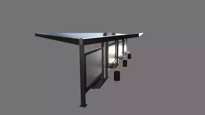 Bus Stop Package Game Ready Low-poly 3D model
