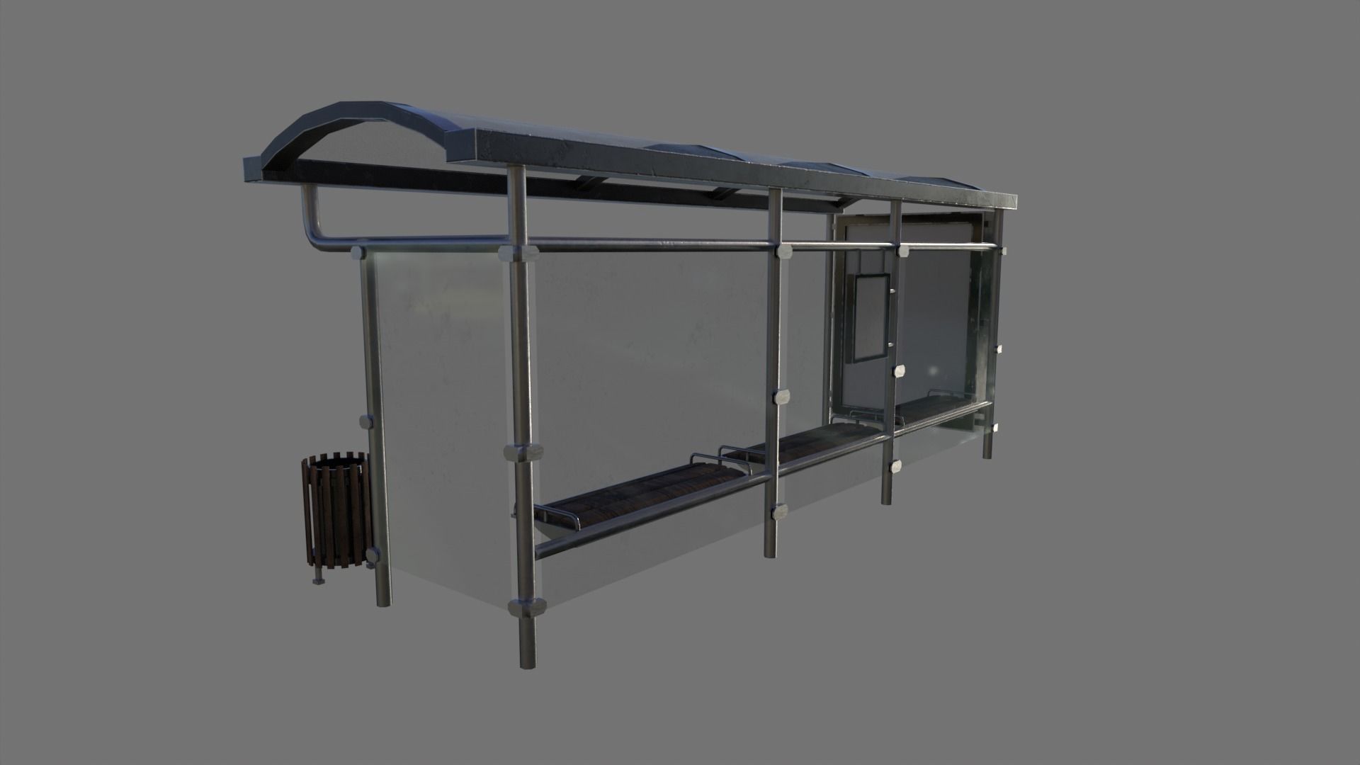 Bus Stop Package Game Ready Low-poly 3D model_9