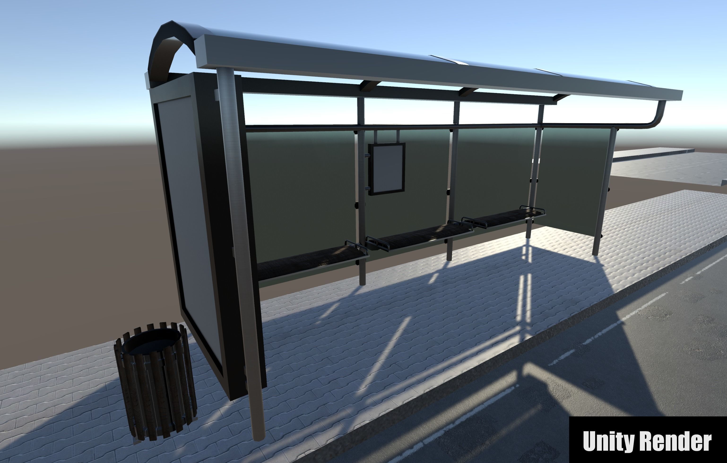 Bus Stop Package Game Ready Low-poly 3D model_24