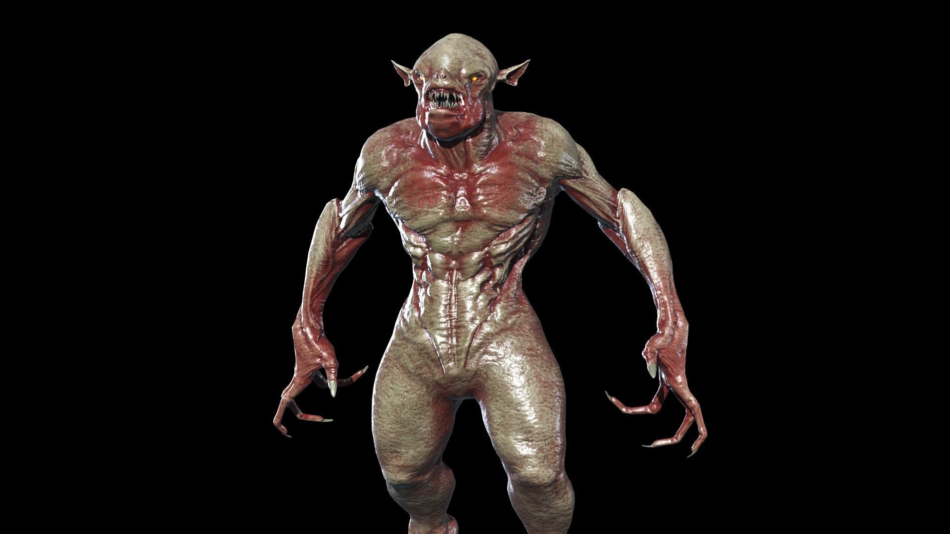 Monster Mutant Low-poly 3D model_3