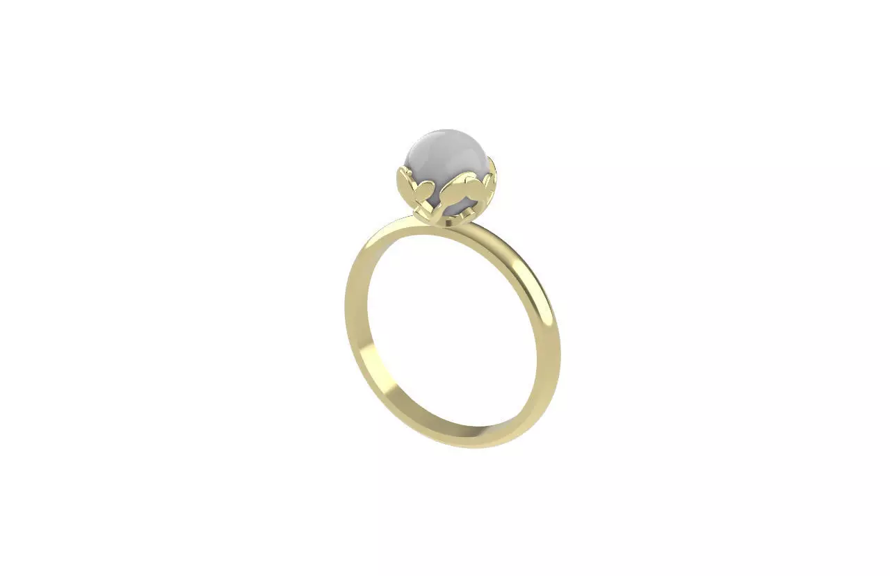 Exquisite Pearl Ring with Intricate Branch Design 3D print model_0