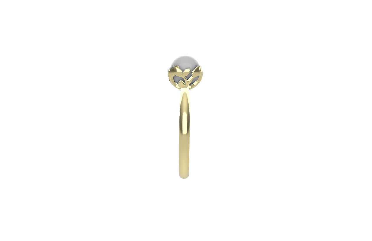 Exquisite Pearl Ring with Intricate Branch Design 3D print model_3