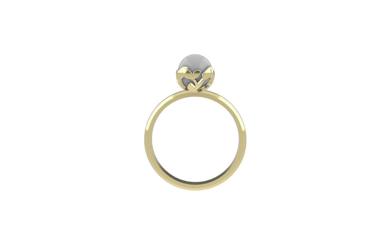 Exquisite Pearl Ring with Intricate Branch Design 3D print model_2