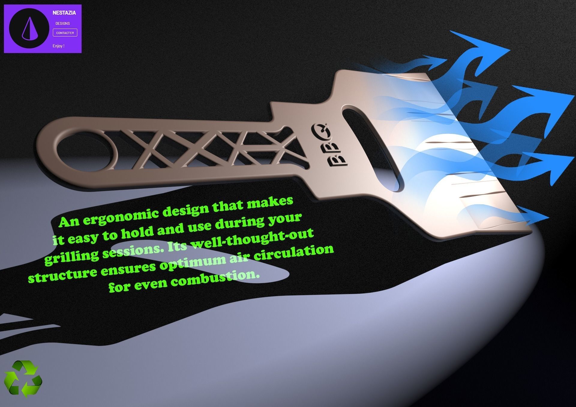 barbecue fan 3D model_2