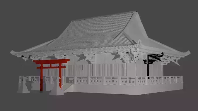 Japanese Temple and Tori Gate