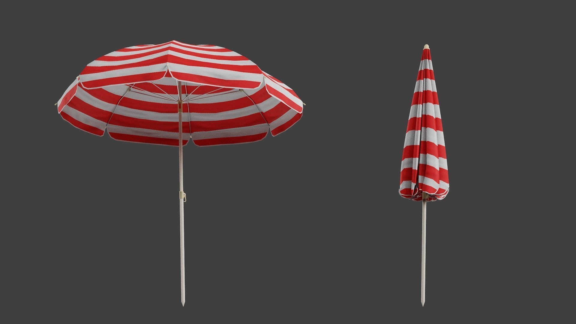 Beach Umbrella Game-Ready Low-poly 3D model_5