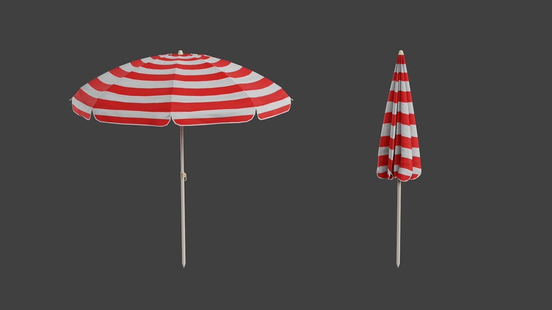 Beach Umbrella Game-Ready Low-poly 3D model_13