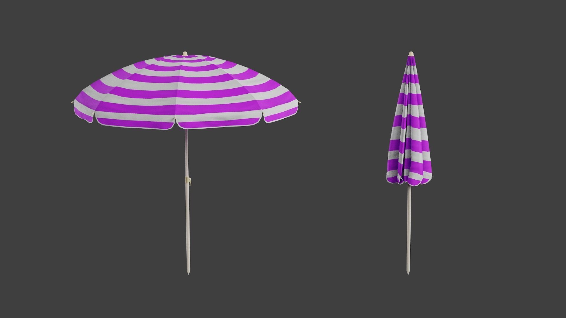 Beach Umbrella Game-Ready Low-poly 3D model_11